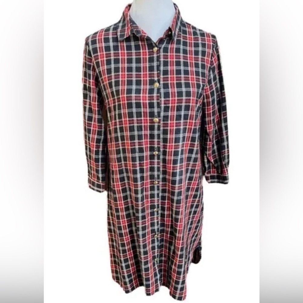 Zara Black and Red Plaid Dress Size S